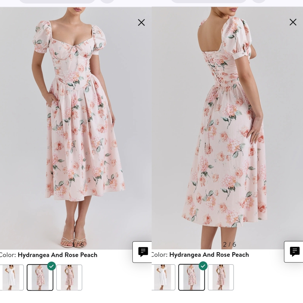 House of Club Lulabell Dress in Hydrangea And Rose+Peach NWT